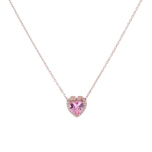 Sterling Silver CZ Heart Necklace