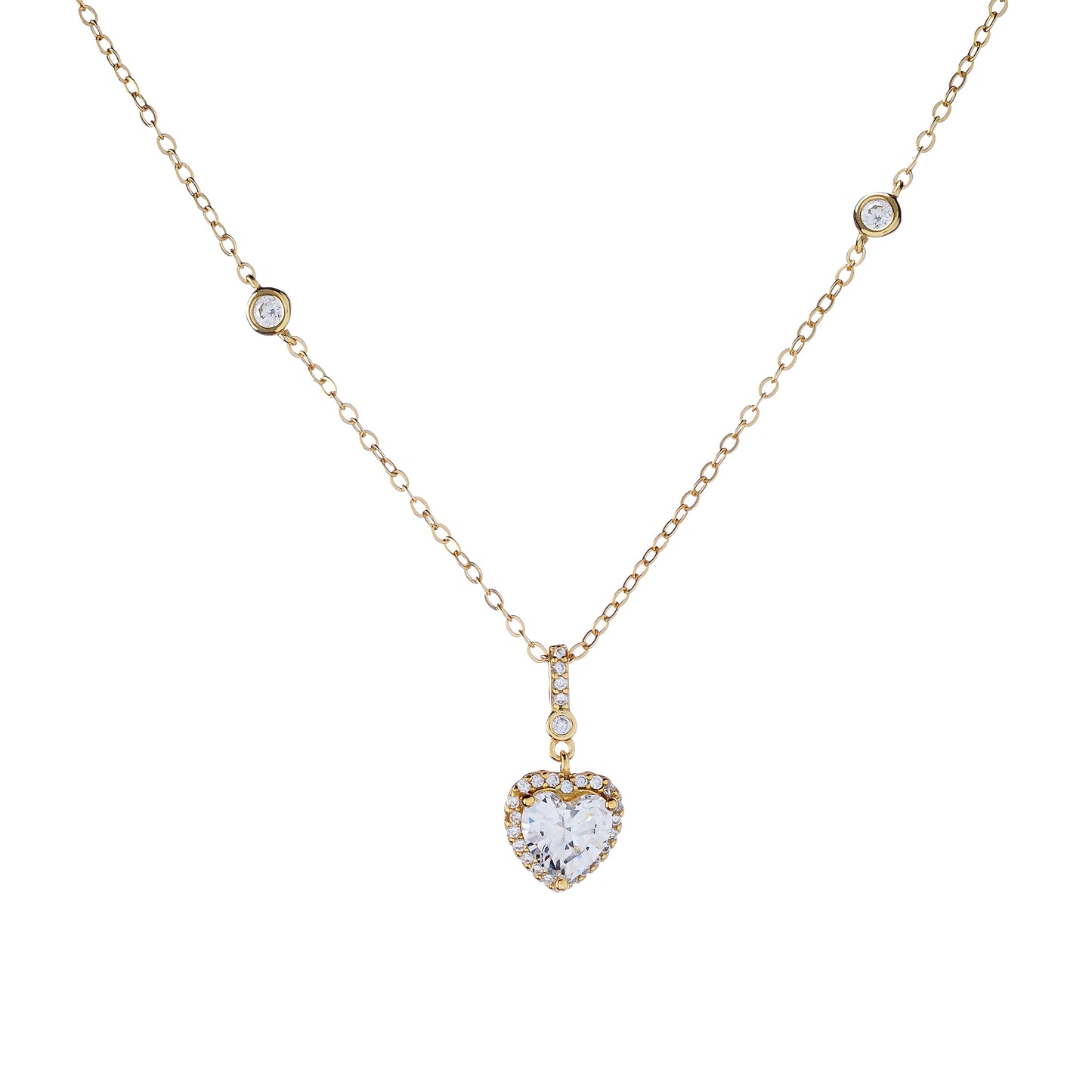 Sterling Silver CZ Heart Necklace