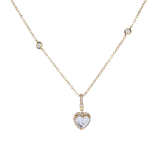 Sterling Silver CZ Heart Necklace