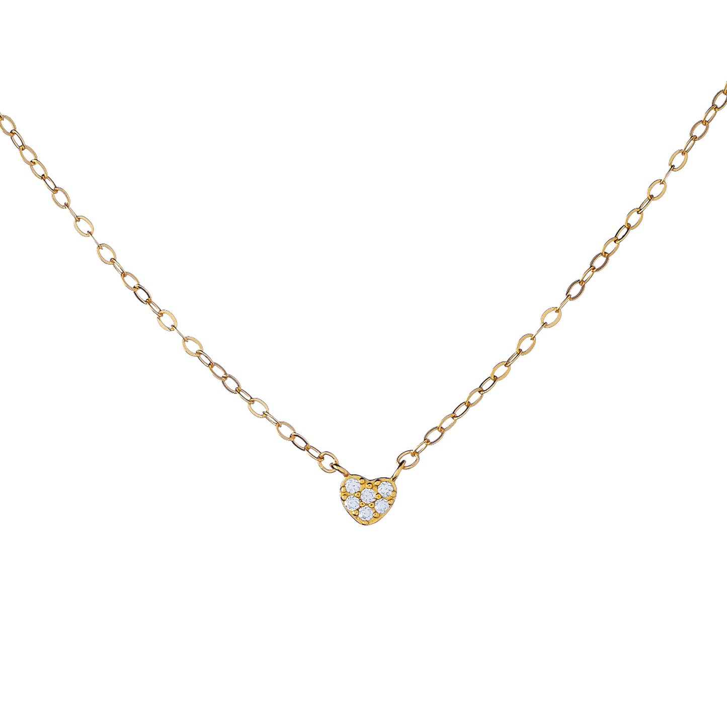 Sterling Silver CZ Heart Necklace