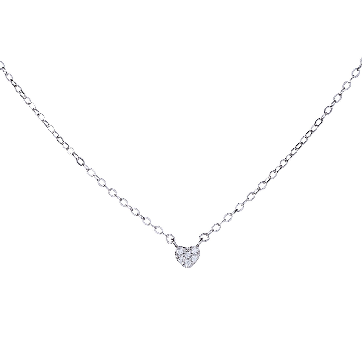 Sterling Silver CZ Heart Necklace