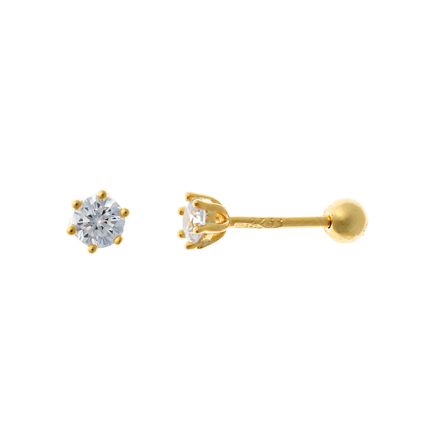 Sterling Silver CZ Screw Studs