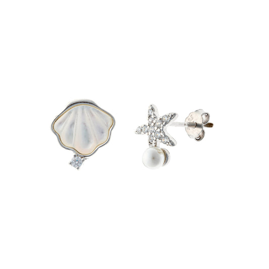 Sterling Silver Shell & Star Studs