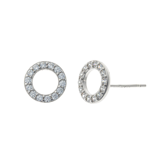 Sterling Silver CZ Circle Studs