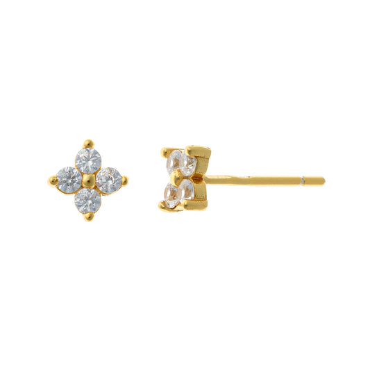 Sterling Silver CZ Clover Studs