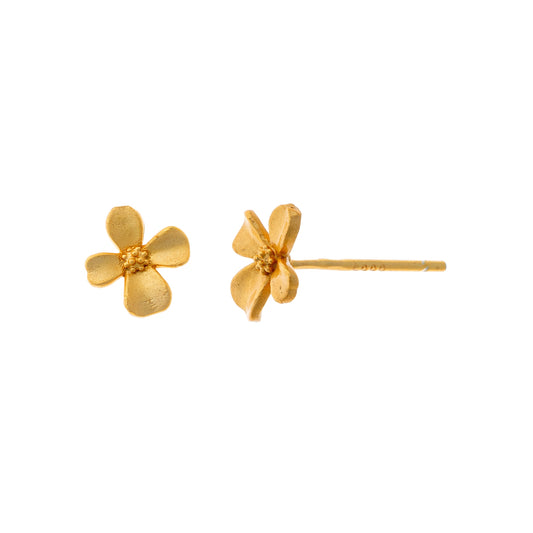 Sterling Silver Matte Flower Studs