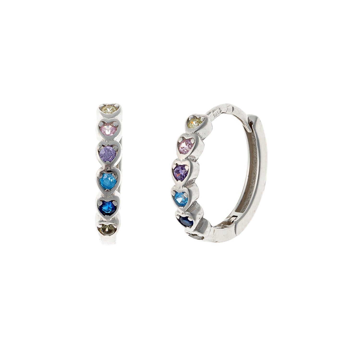 Sterling Silver CZ Heart Hoops