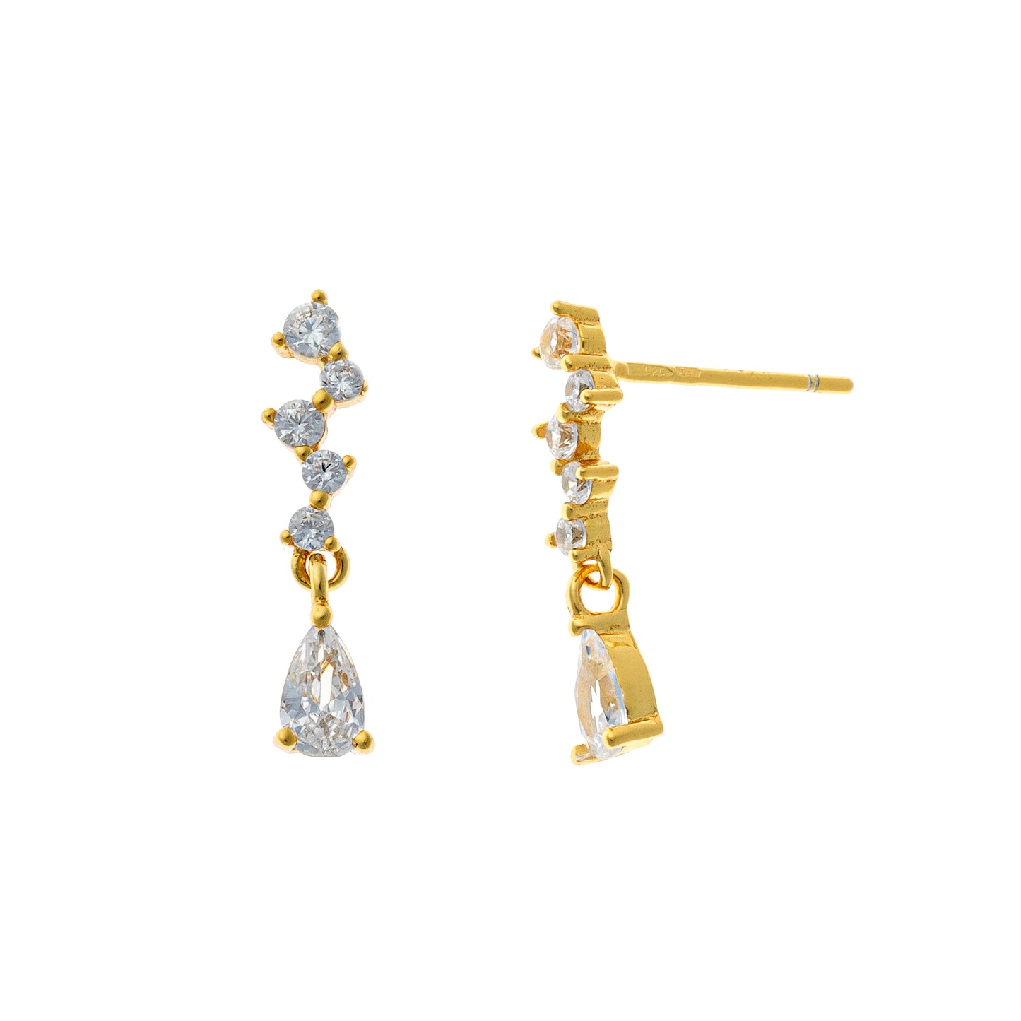 Sterling Silver CZ Drop Earrings