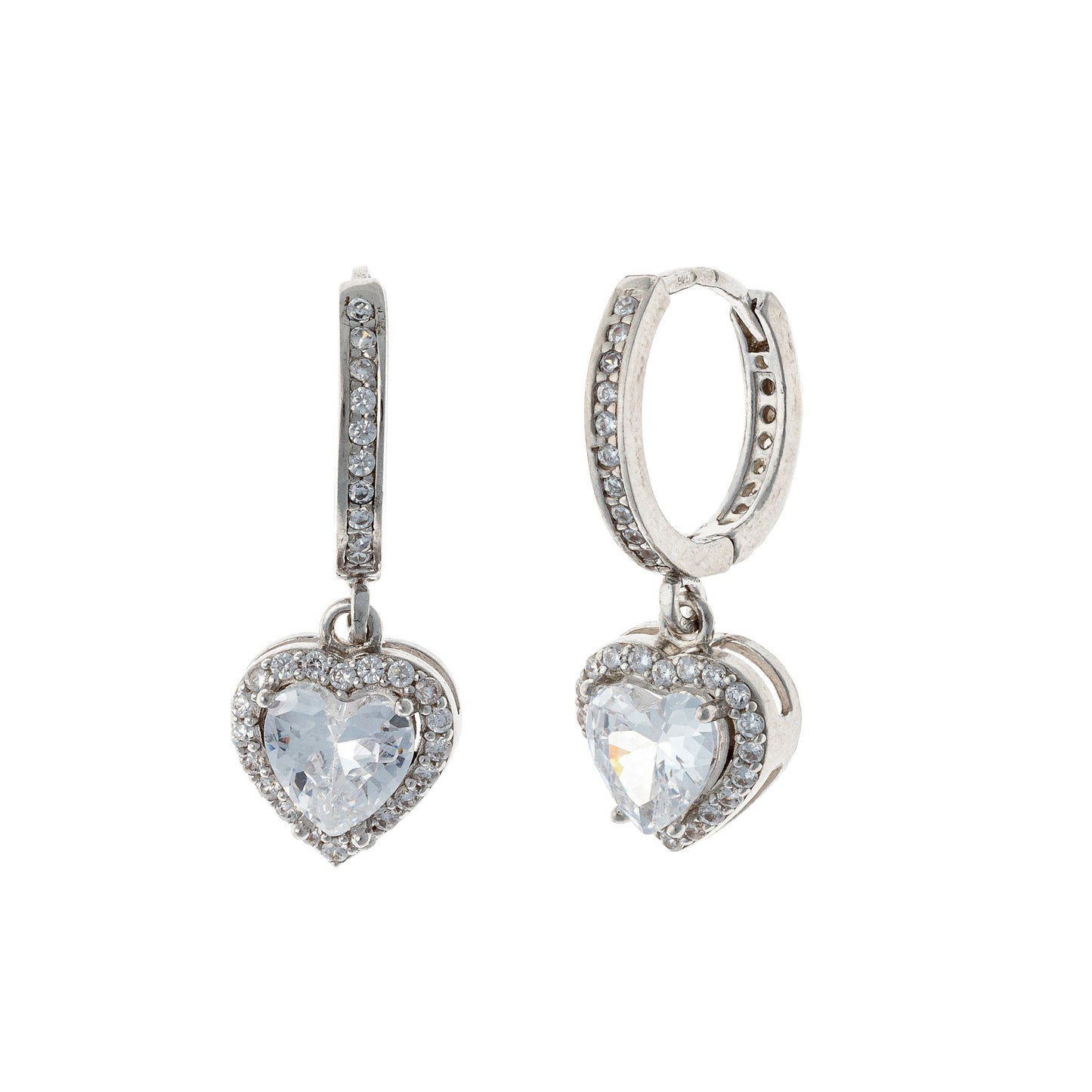 Sterling Silver CZ Hoops with Charms