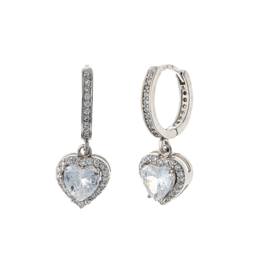 Sterling Silver CZ Hoops with Charms