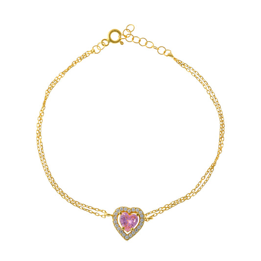 Sterling Silver CZ Heart Bracelet
