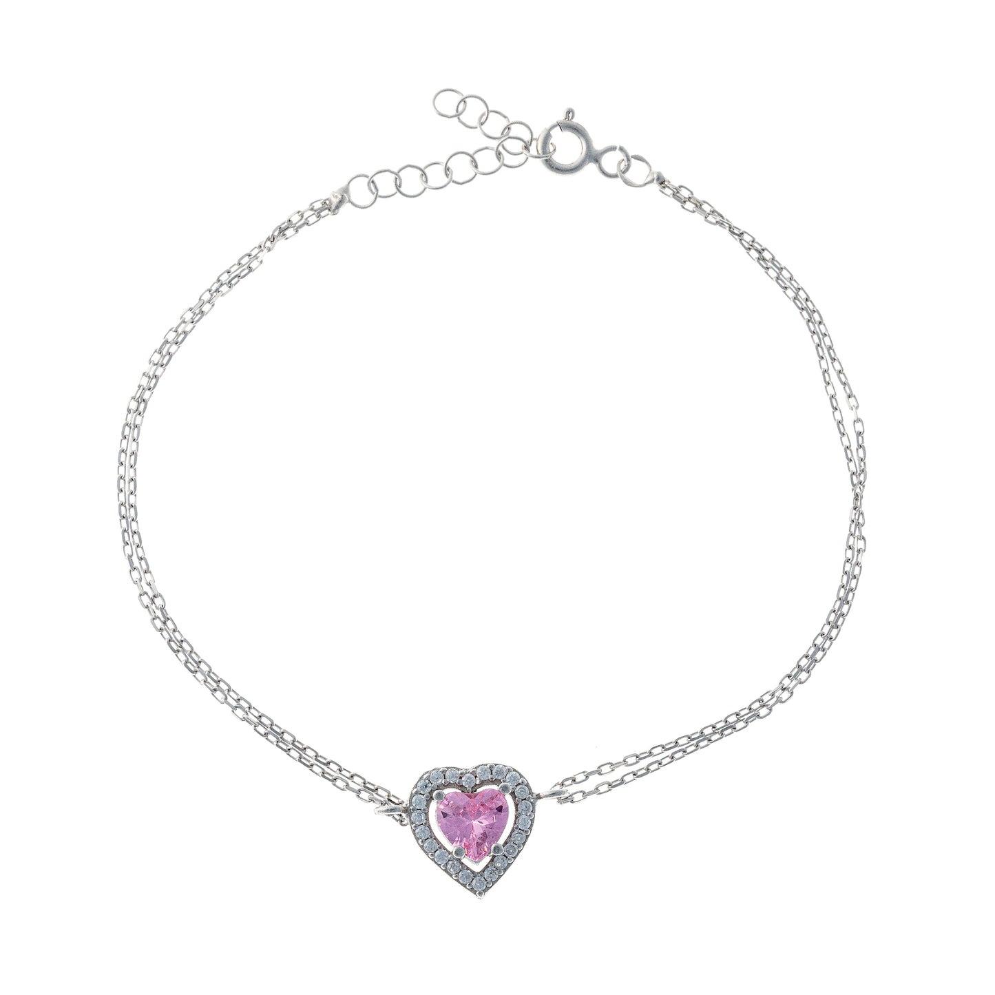 Sterling Silver CZ Heart Bracelet