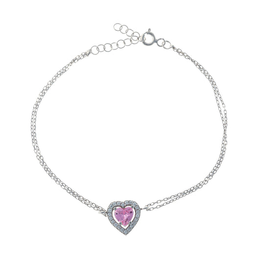 Sterling Silver CZ Heart Bracelet