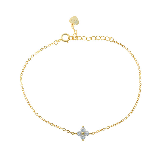 Sterling Silver CZ Clover Bracelet