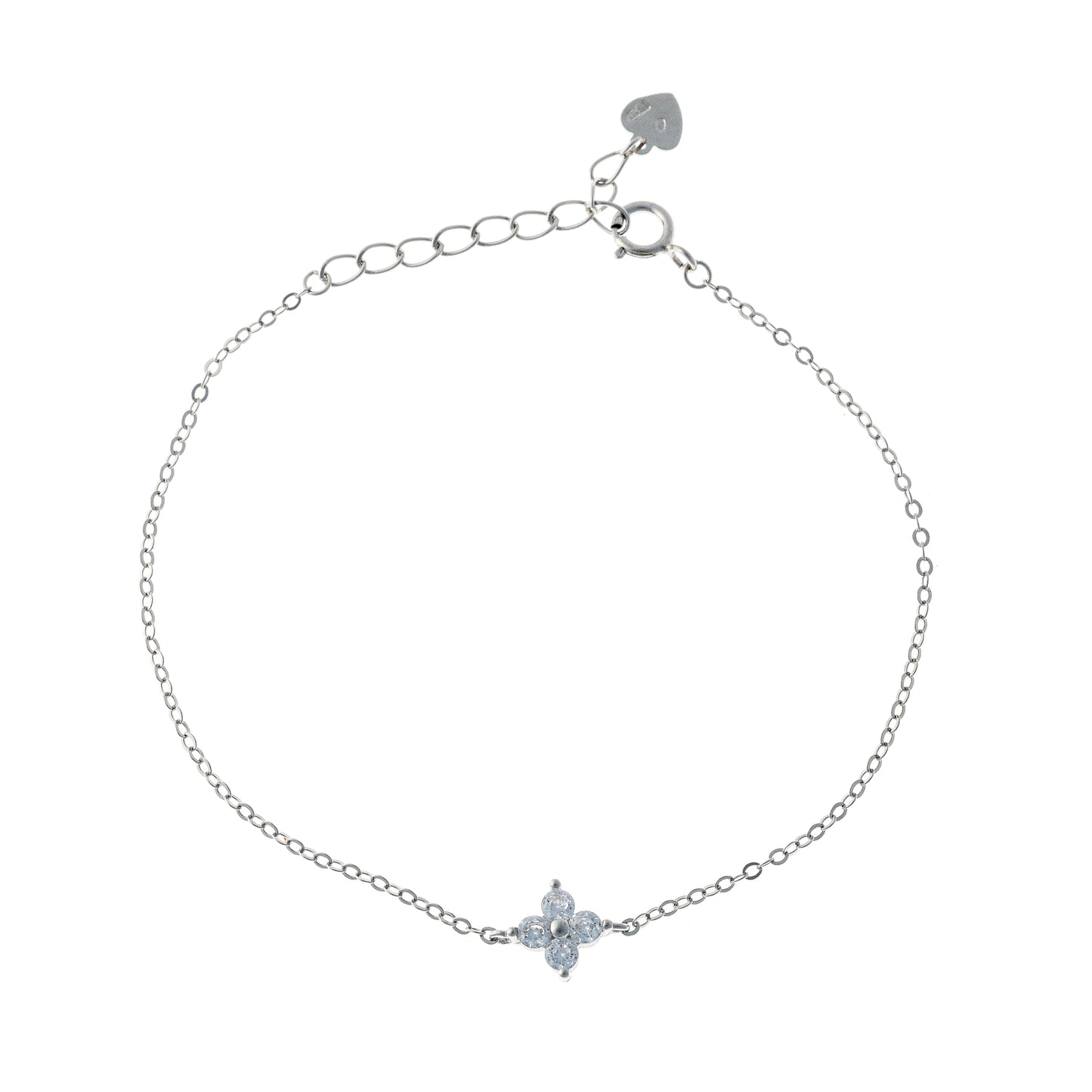 Sterling Silver CZ Clover Bracelet