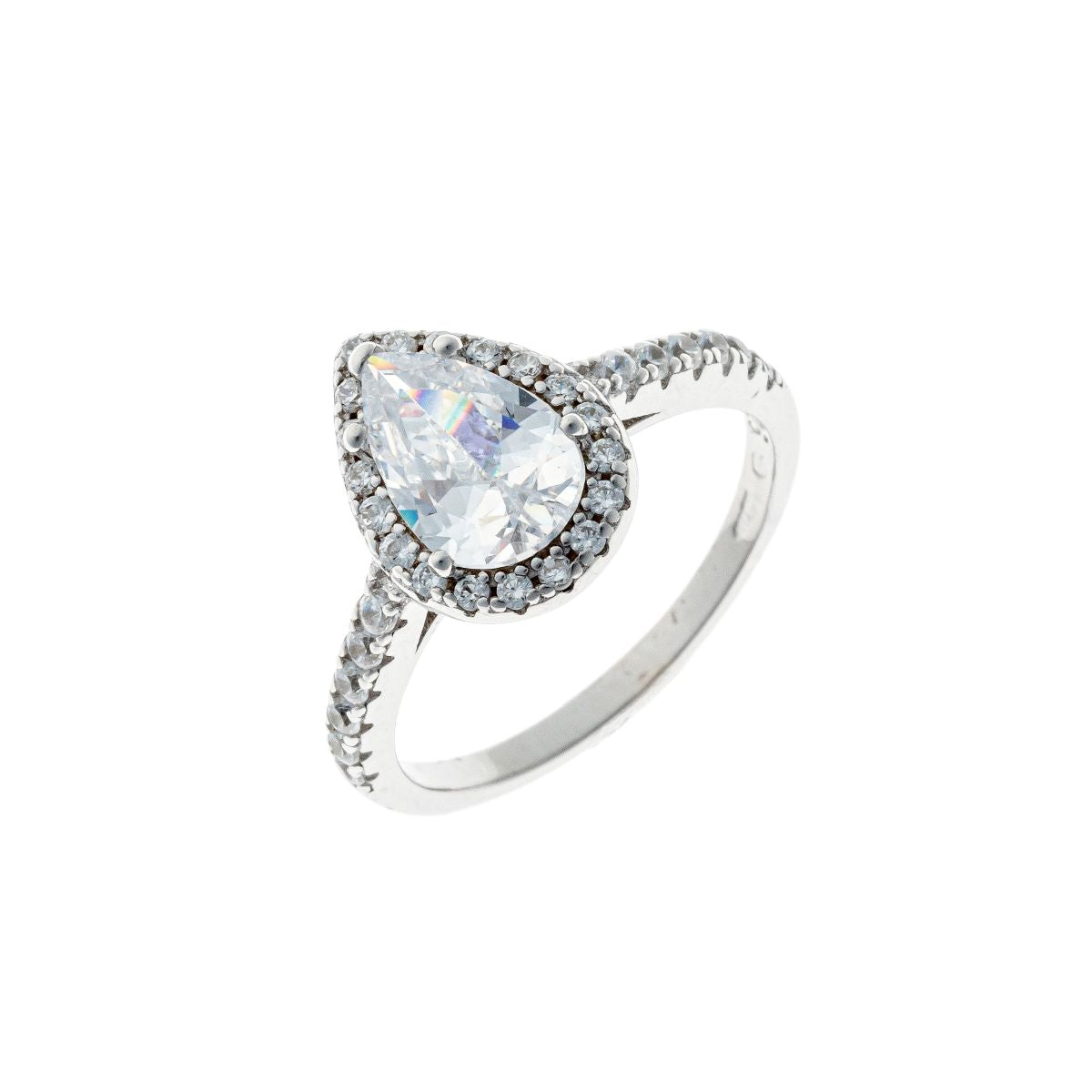 Sterling Silver CZ Teardrop Ring