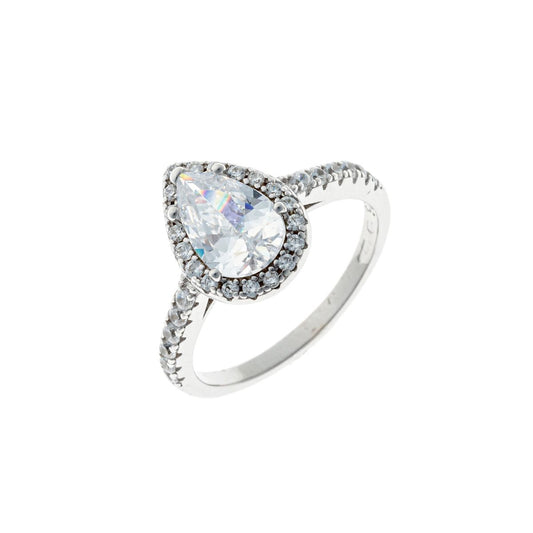 Sterling Silver CZ Teardrop Ring