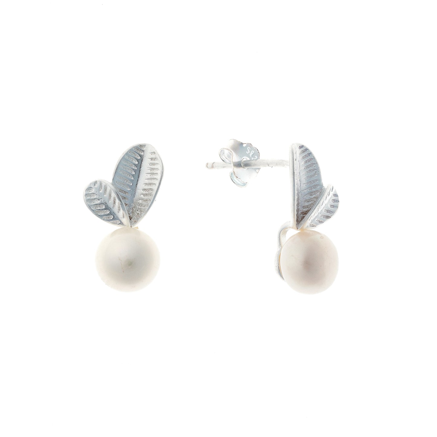 Sterling Silver Pearl Stud Earrings
