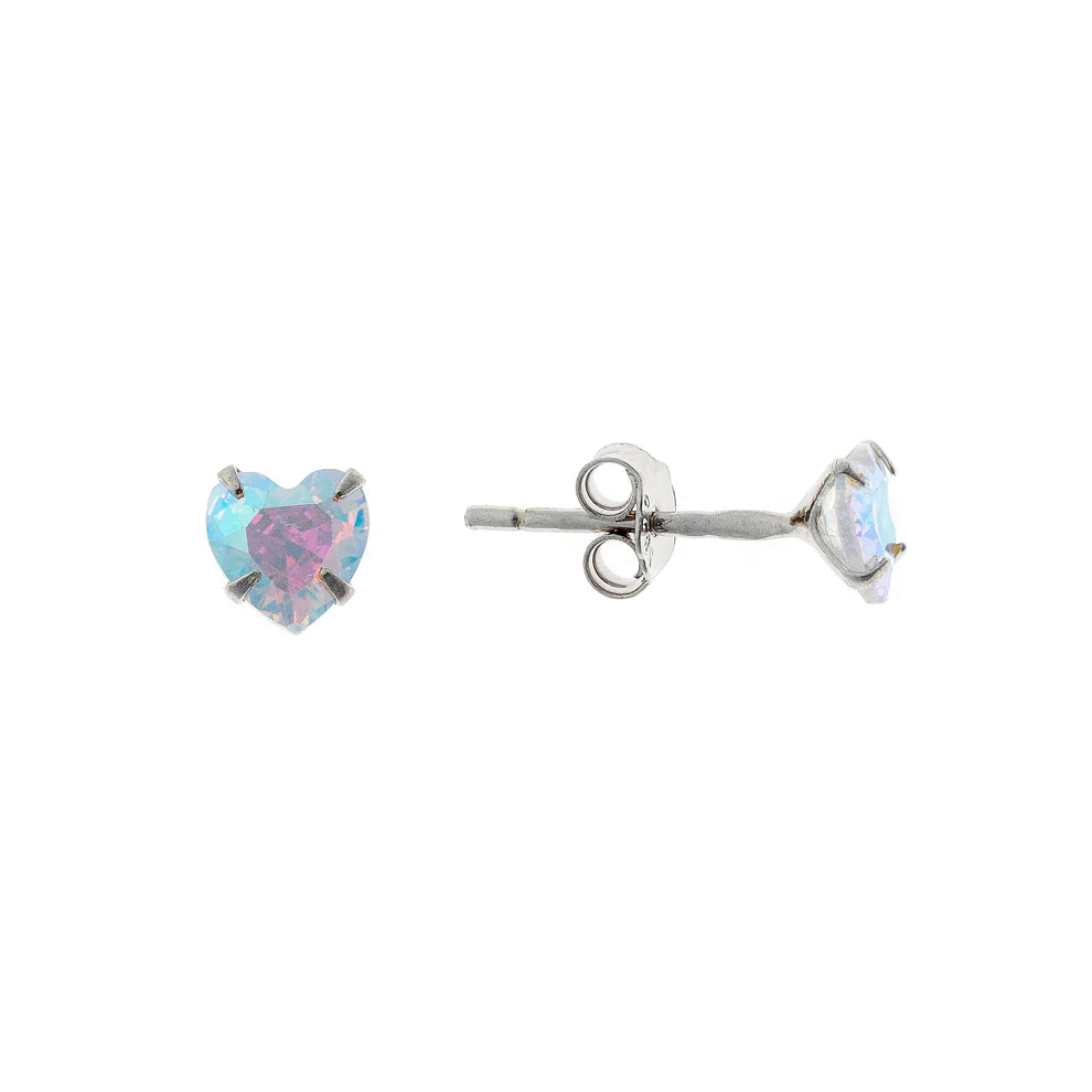 Sterling Silver 3 - 5 mm CZ Heart Studs