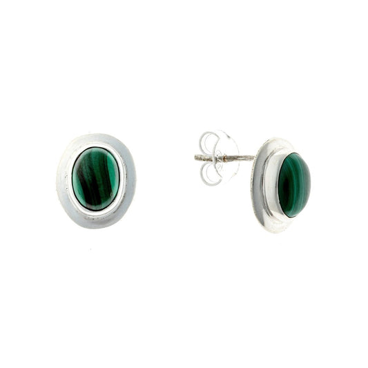 Sterling Silver Malachite Stud Earrings