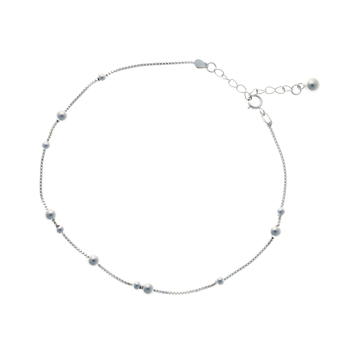 Sterling Silver Bead Chain Anklet