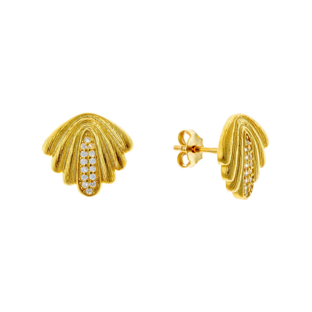 Sterling Silver Golden Shell Studs