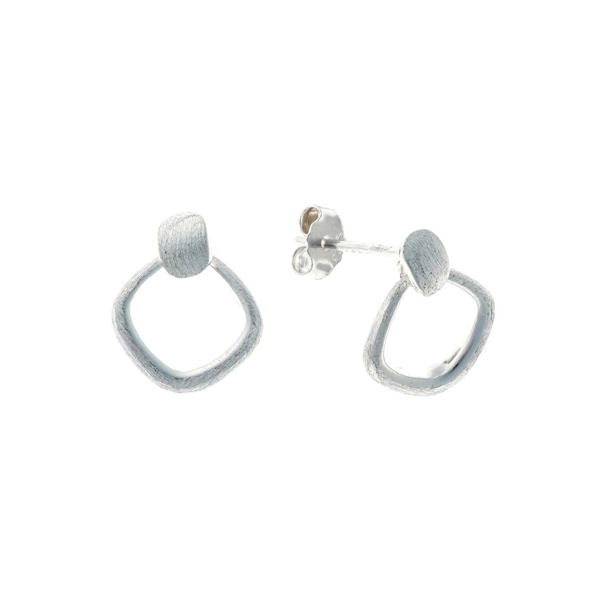 Sterling Silver Rhombus Matte Studs