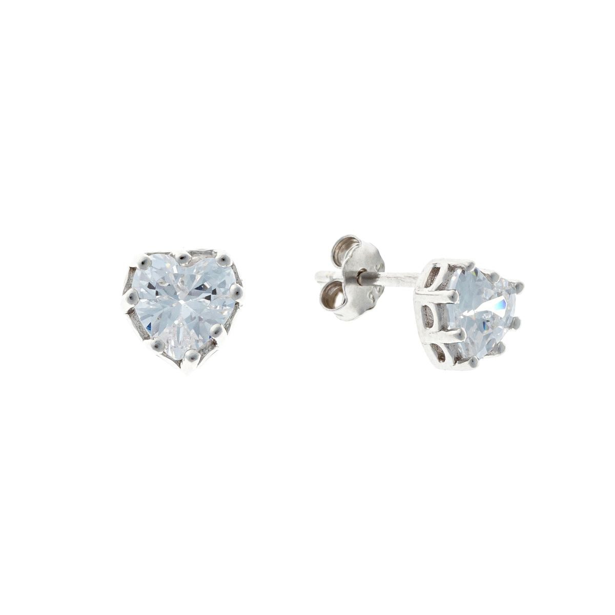 Sterling Silver CZ Heart Studs