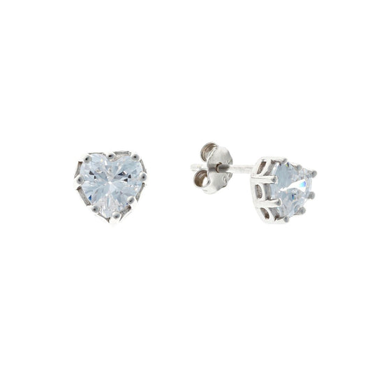 Sterling Silver CZ Heart Studs