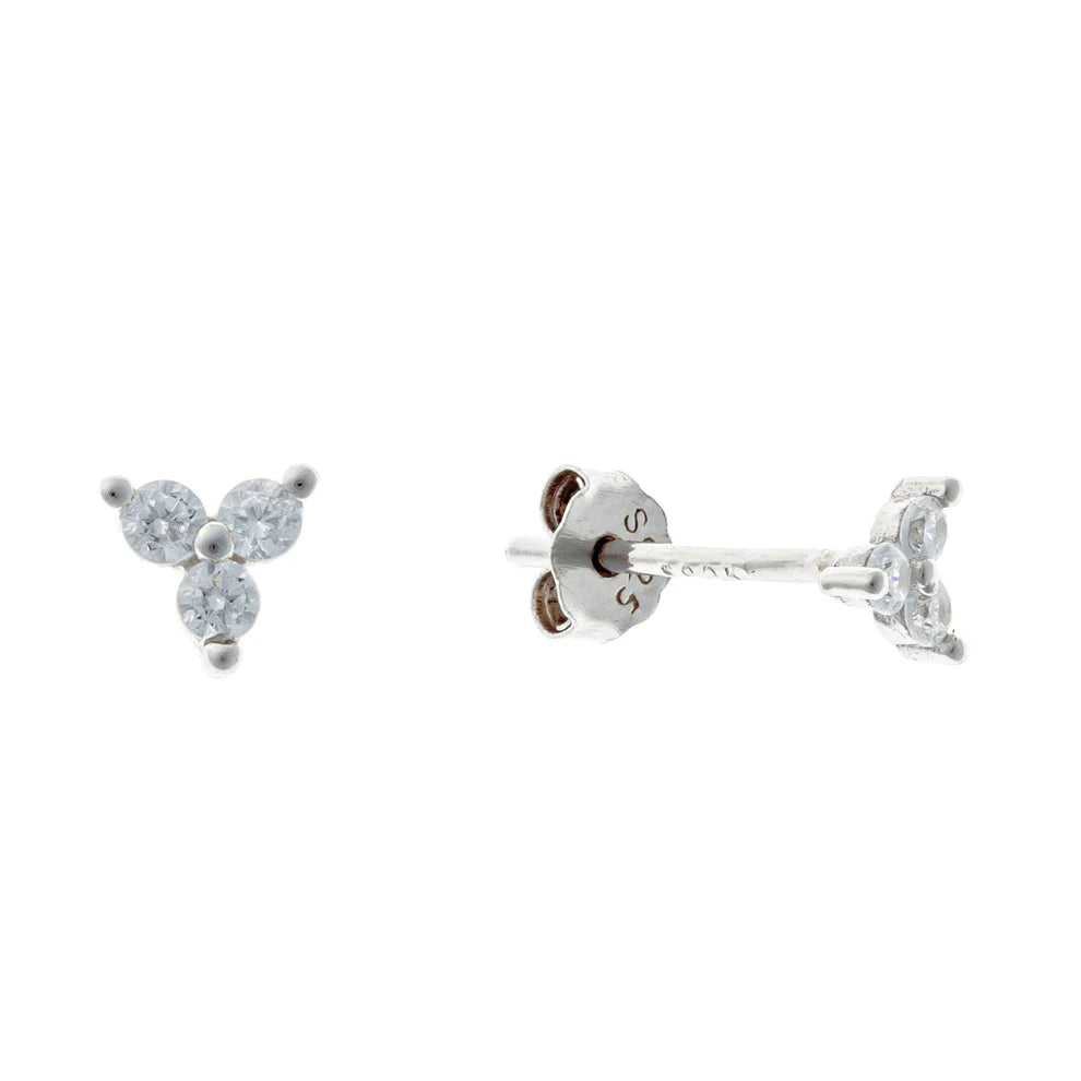 Sterling Silver CZ Flower Studs