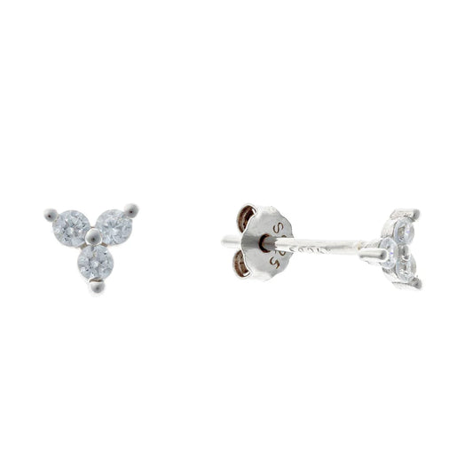 Sterling Silver CZ Flower Studs