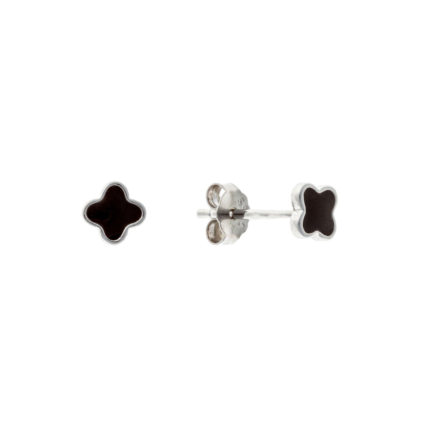 Mia Black Clover Stud Earrings