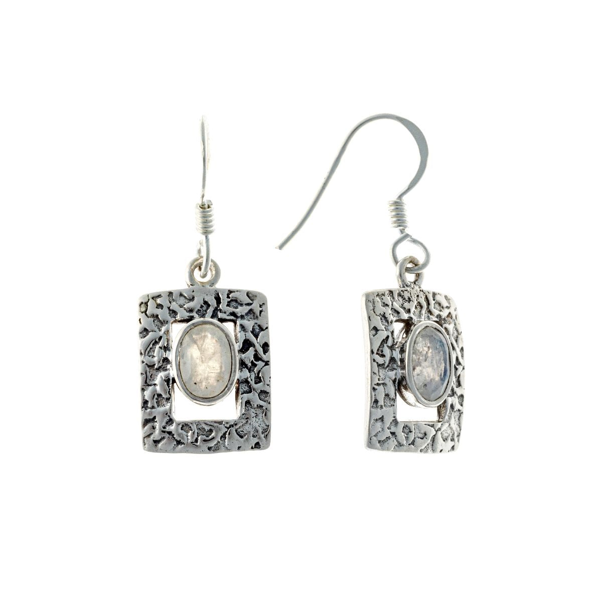 Pendientes de piedra lunar de plata de ley