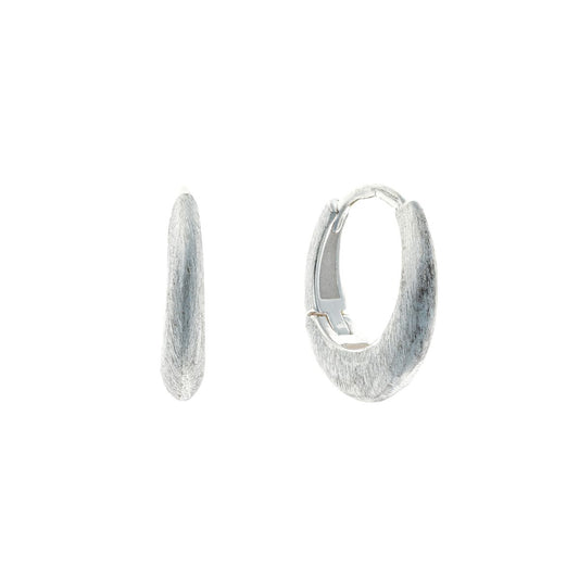 Sterling Silver Matte Oval Hoops