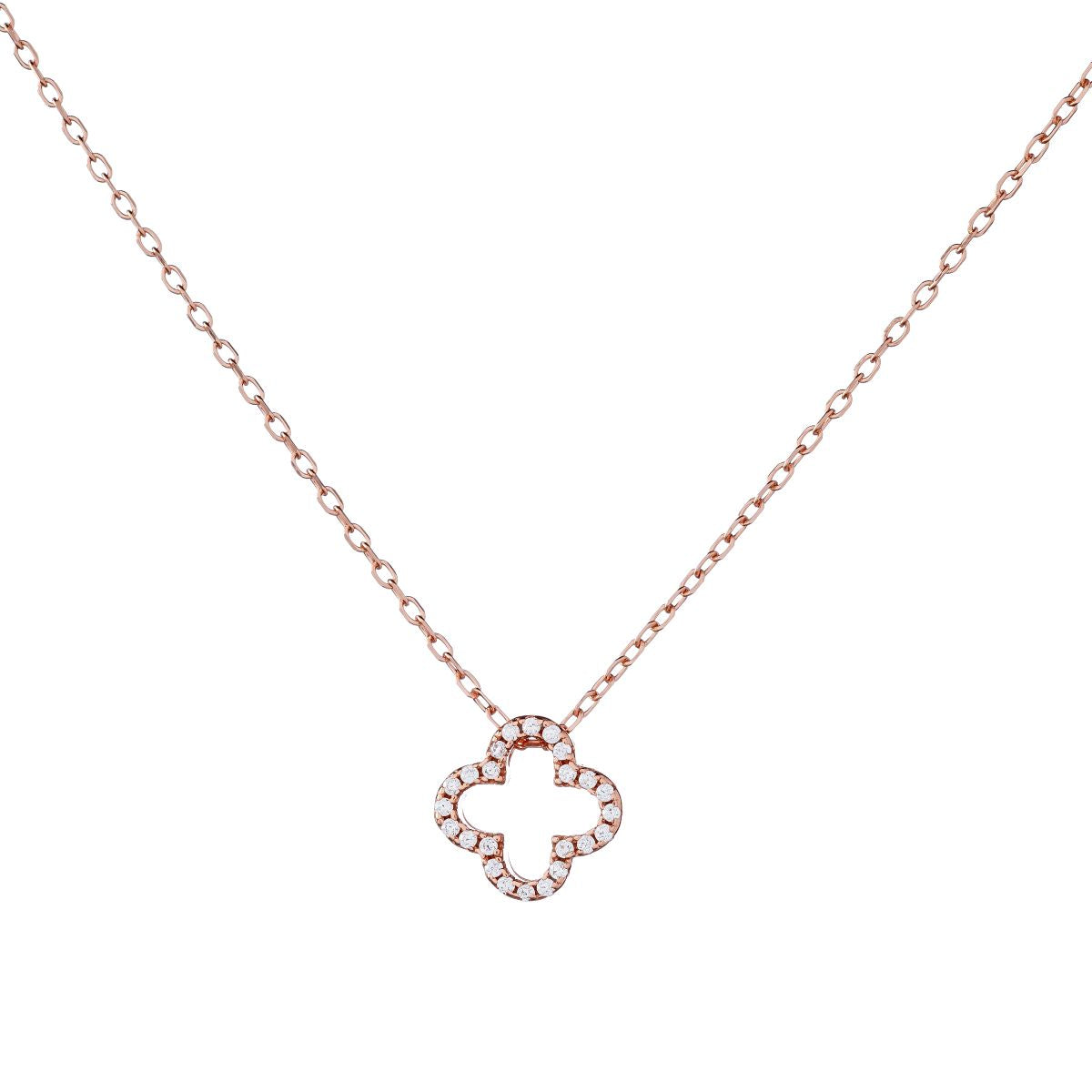 Sterling Silver CZ Clover Necklace