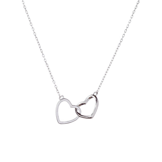 Collar de doble corazón de plata de ley