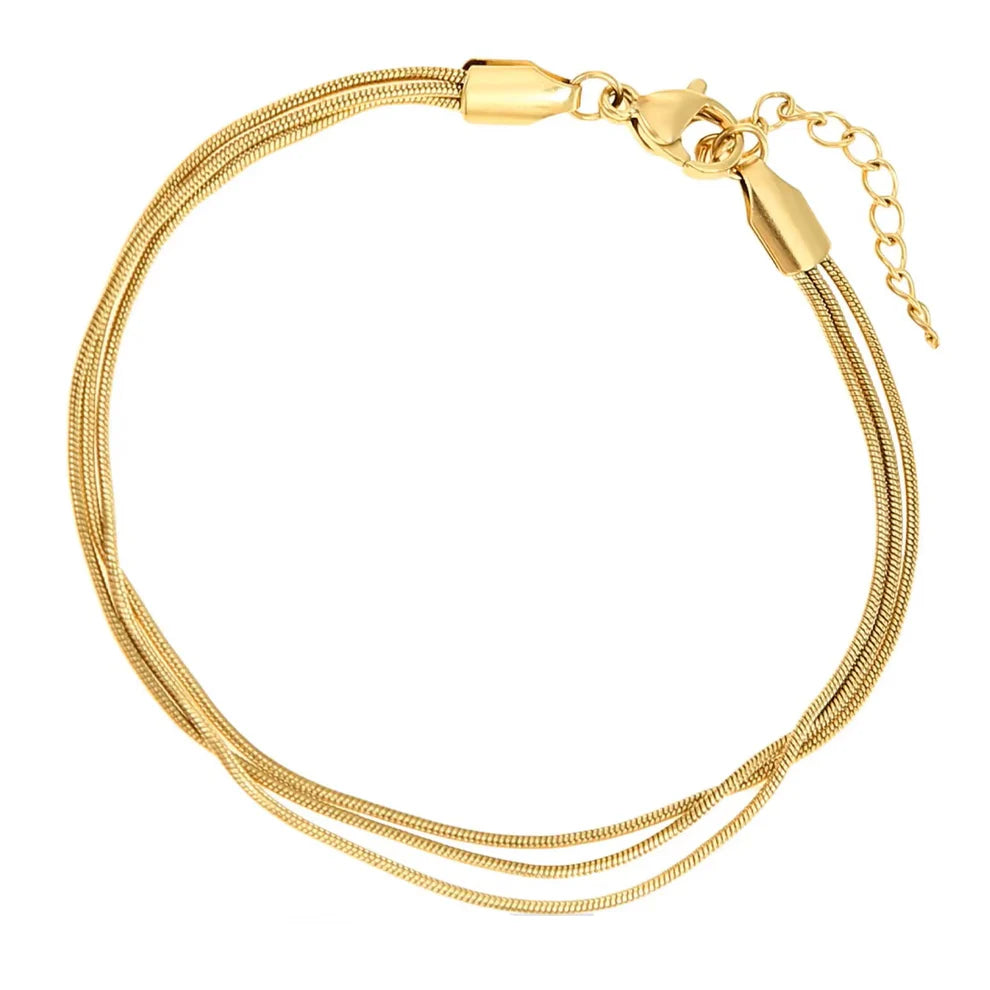 Stainless Steel Triple Chain Bracelet