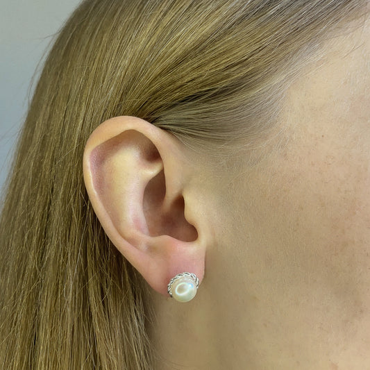 Sterling Silver Pearl Studs