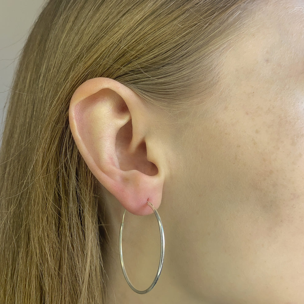 Sterling Silver 1 - 5 cm Hoops