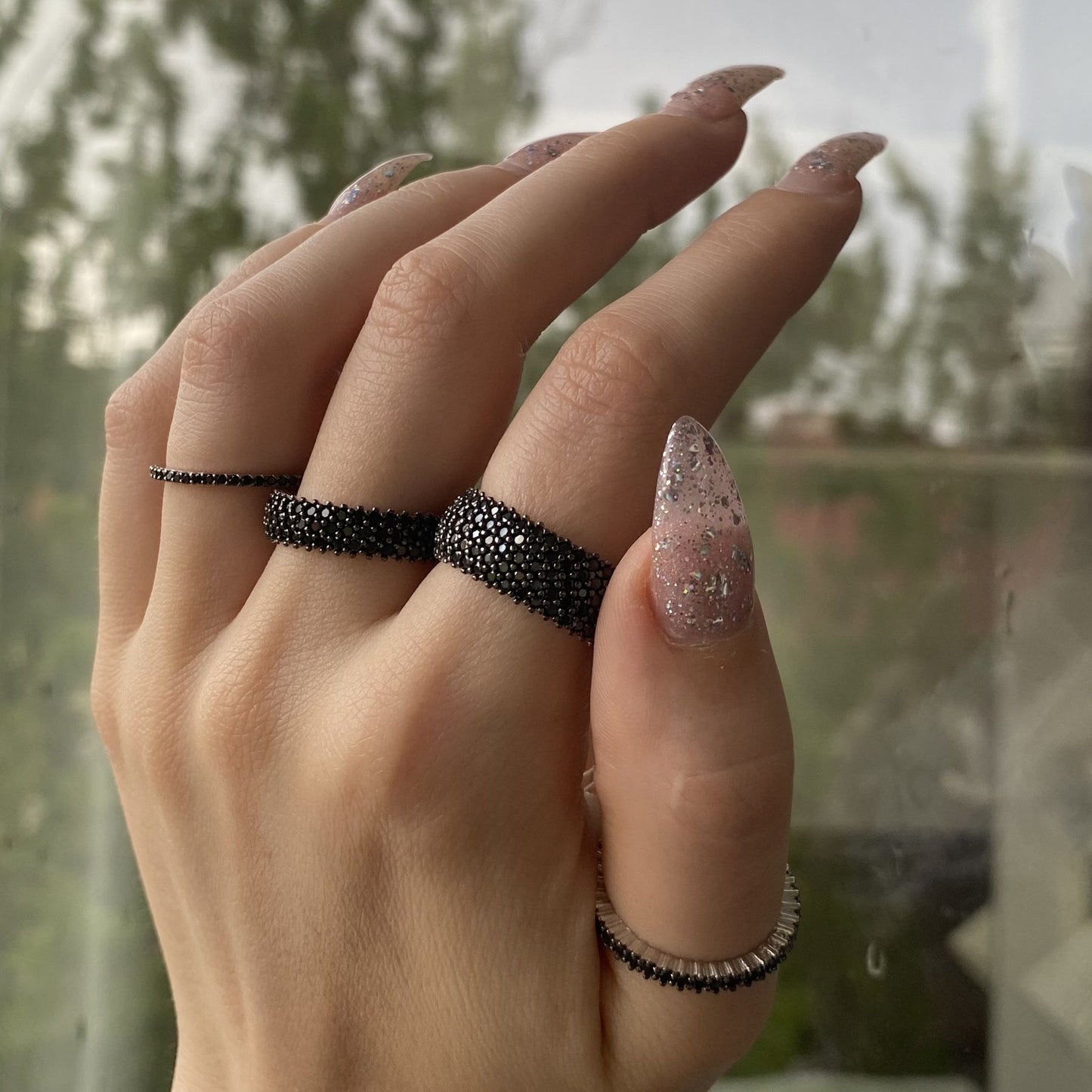 Sterling Silver Black CZ Band Ring
