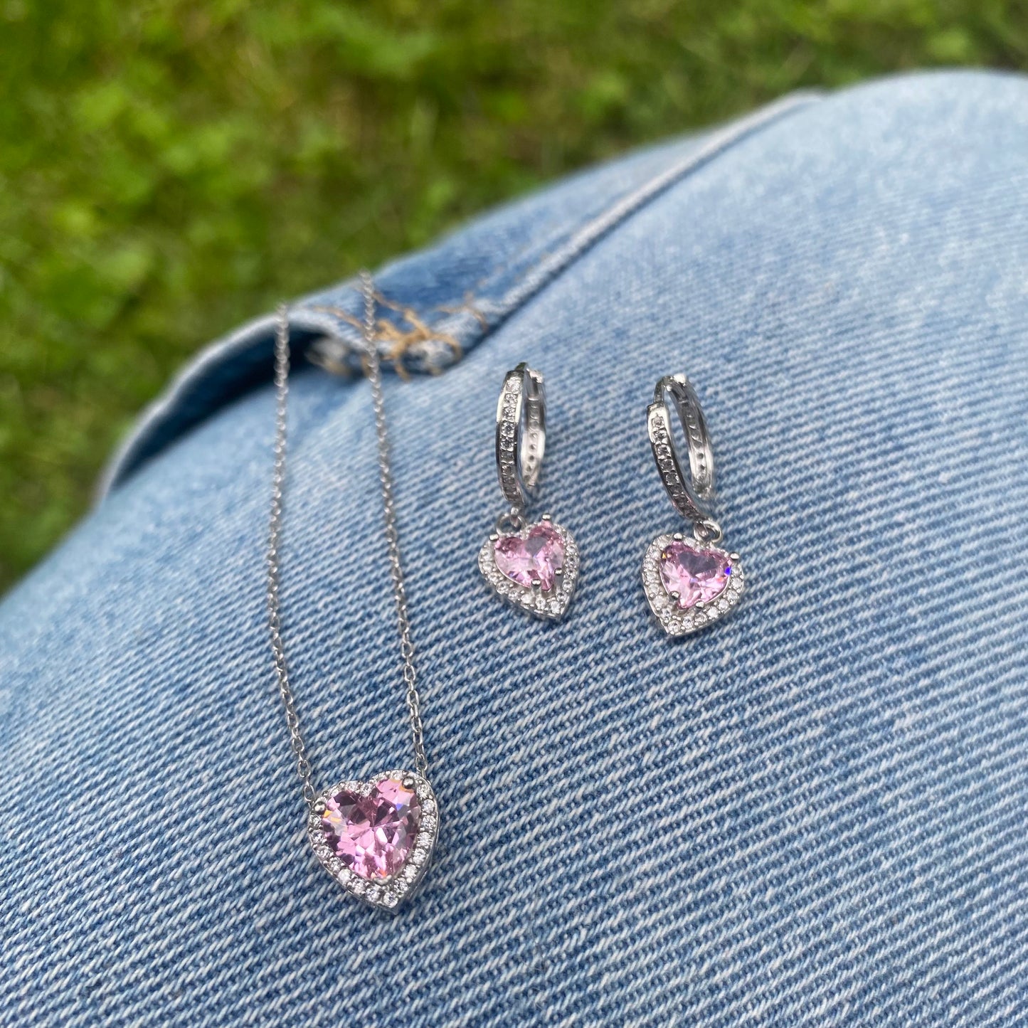 Sterling Silver CZ Hoops with Charms