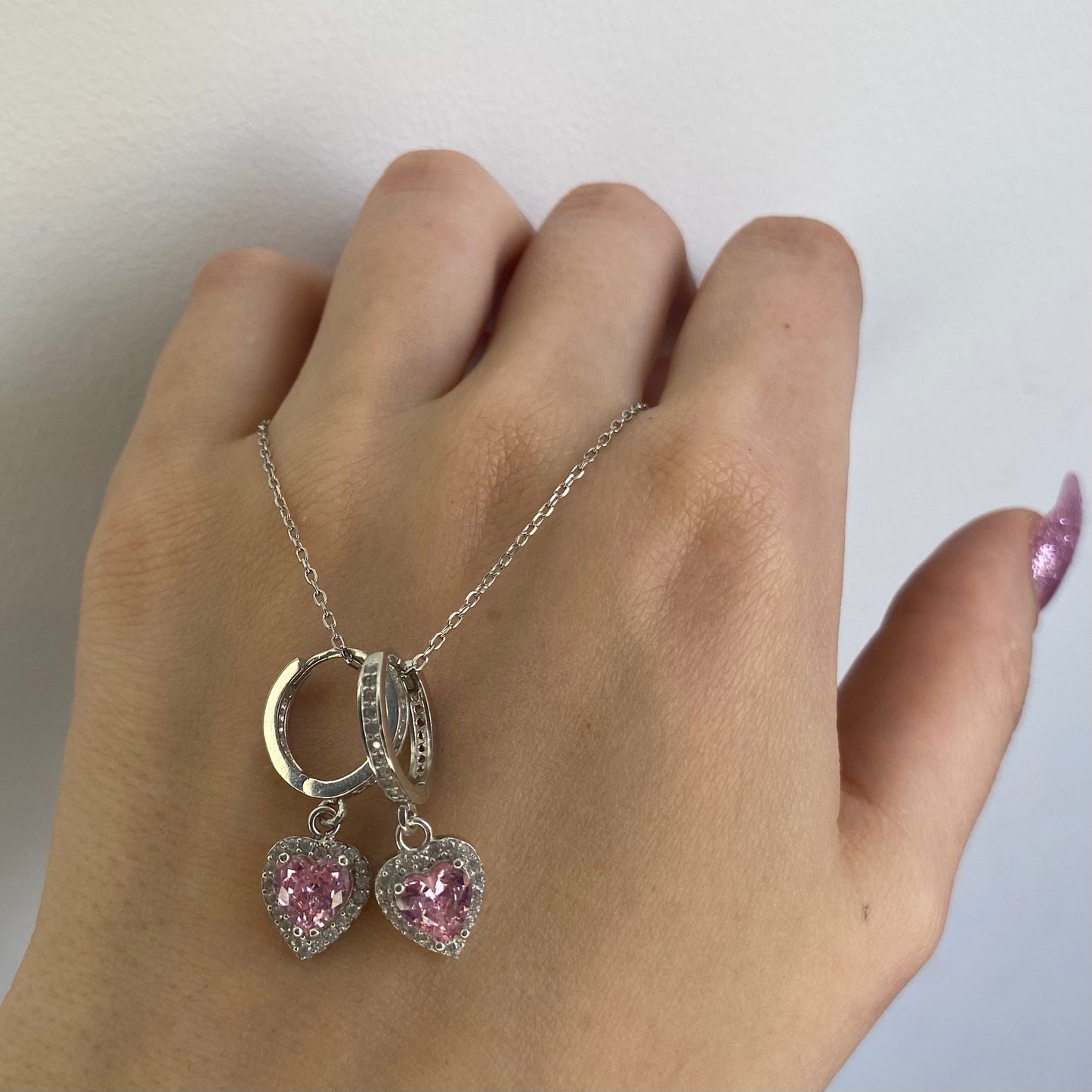 Sterling Silver CZ Hoops with Charms