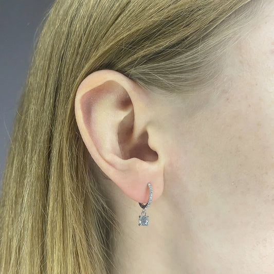 Sterling Silver CZ Charm Hoops