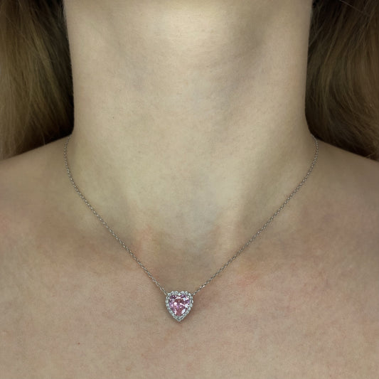 Sterling Silver CZ Heart Necklace