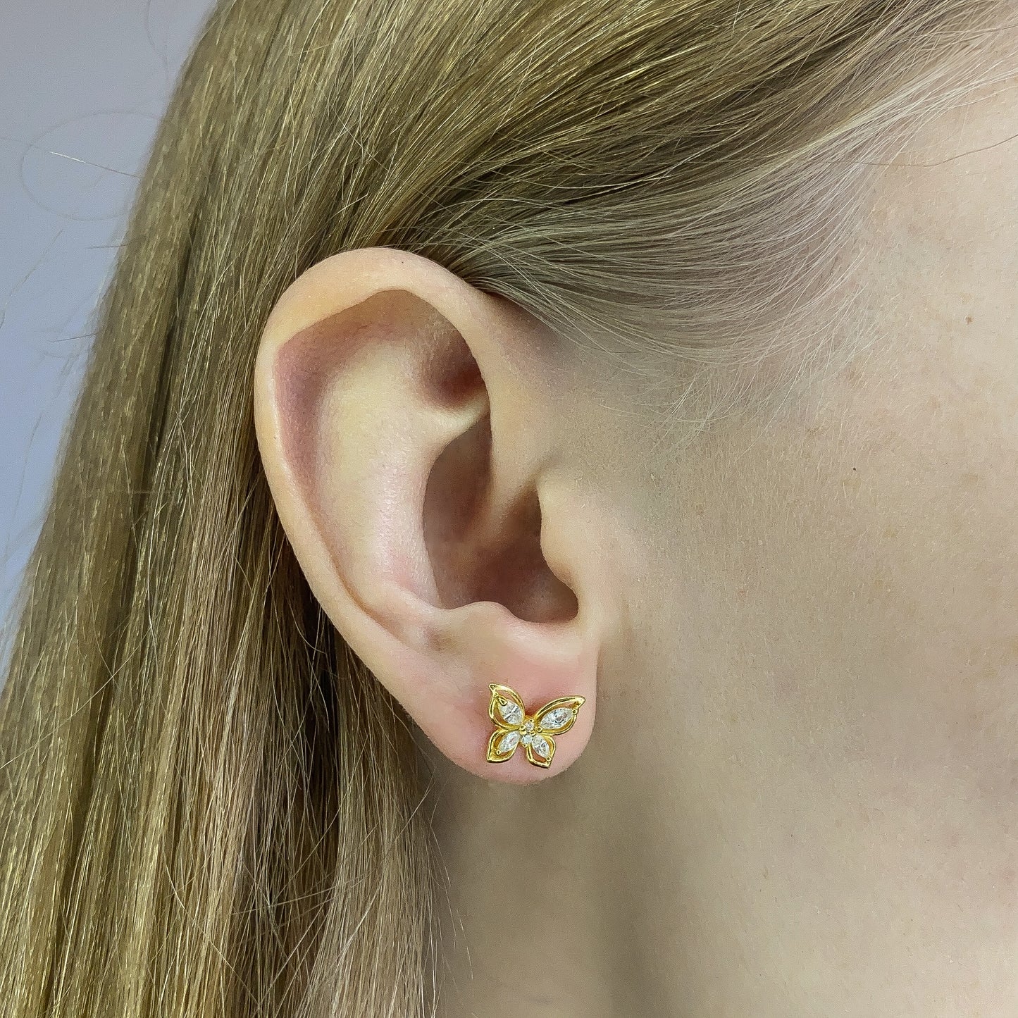 Pendientes de mariposa de plata de ley