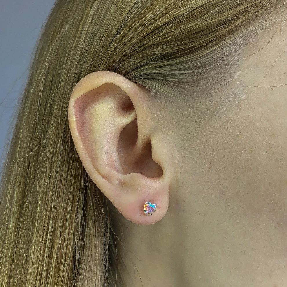 Sterling Silver 3 - 5 mm CZ Heart Studs