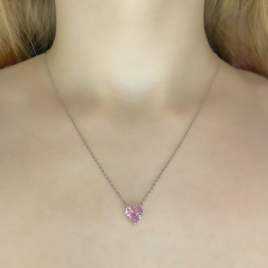 Collar de corazón de plata de ley