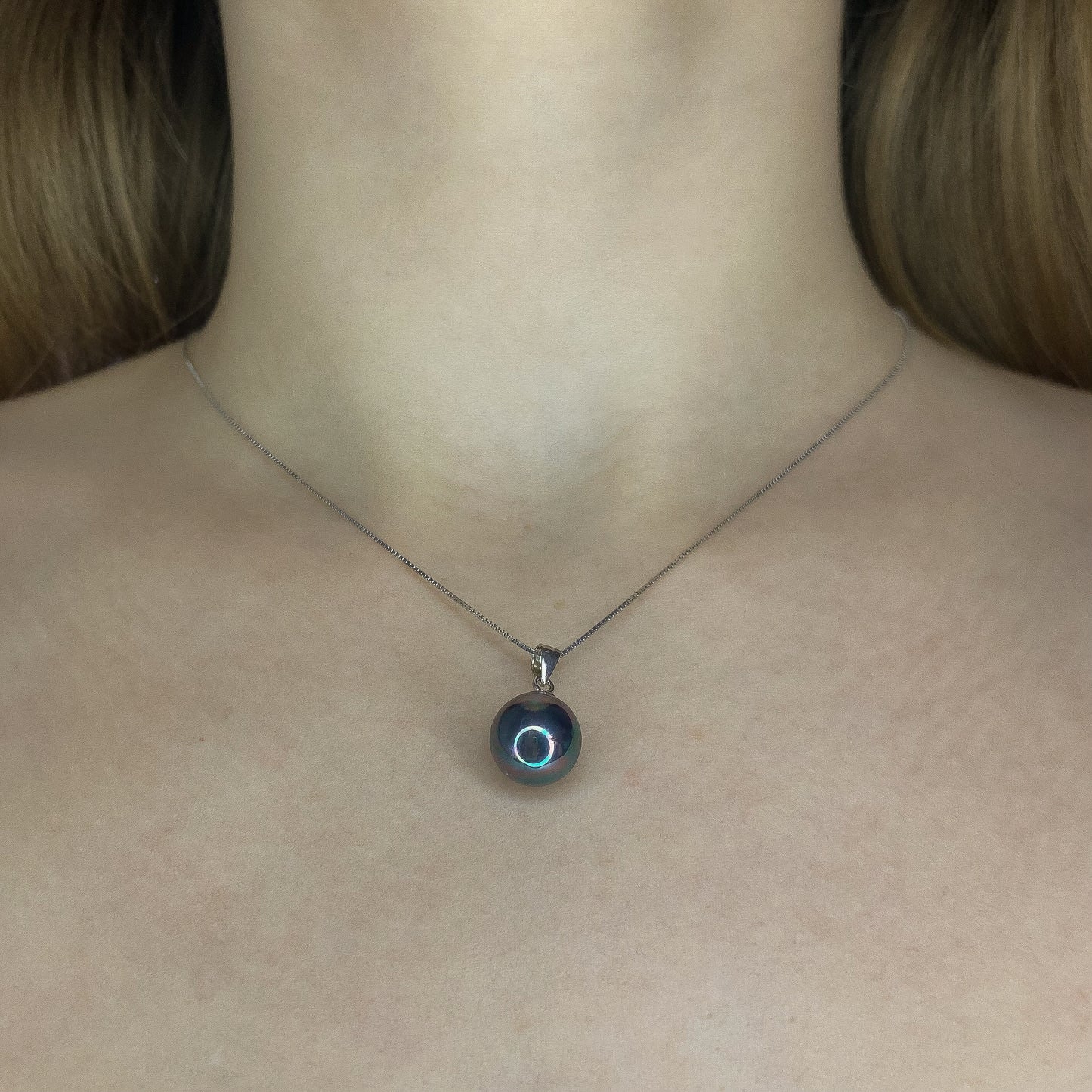 Sterling Silver Black Pearl Necklace