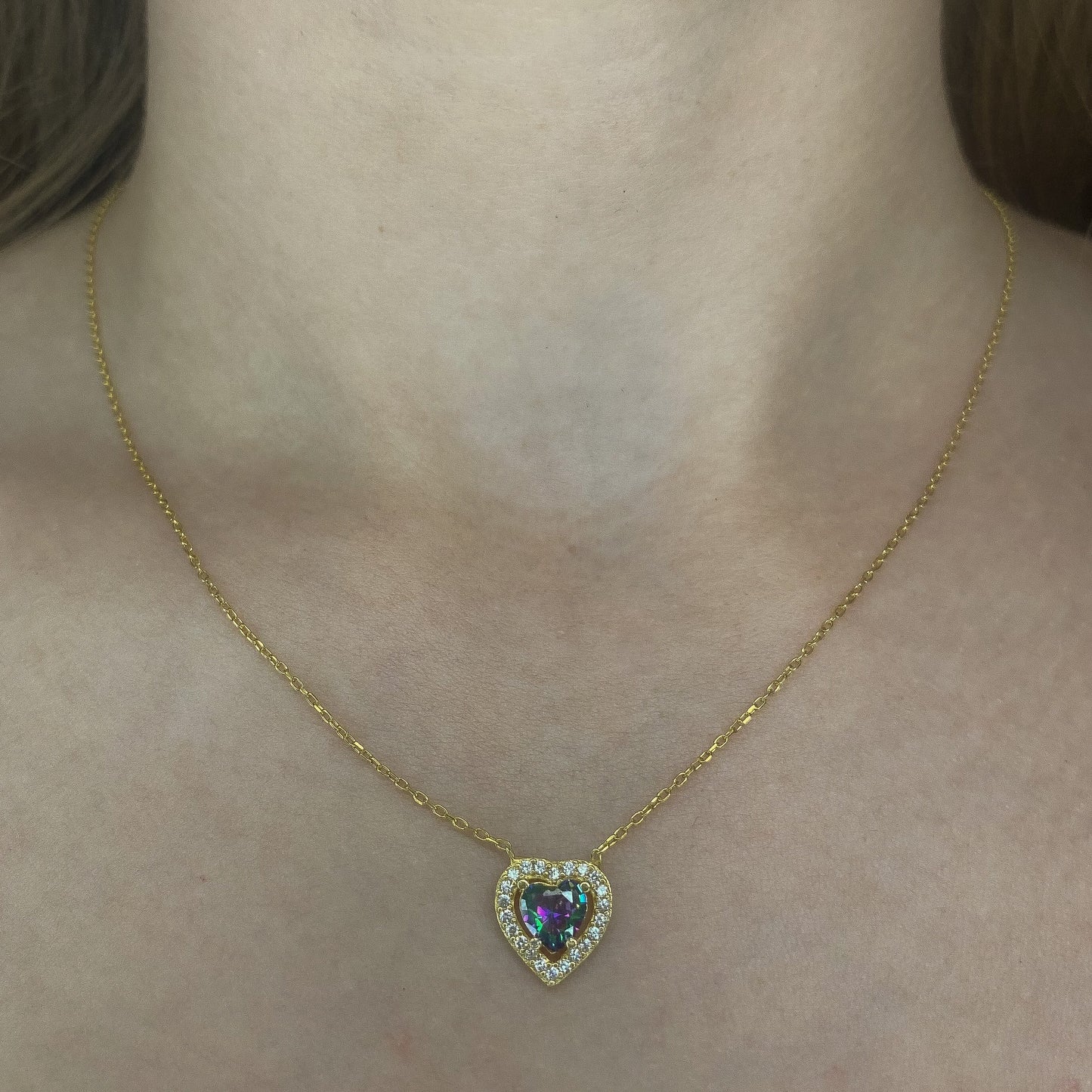 Sterling Silver Mystic Topaz Heart Necklace