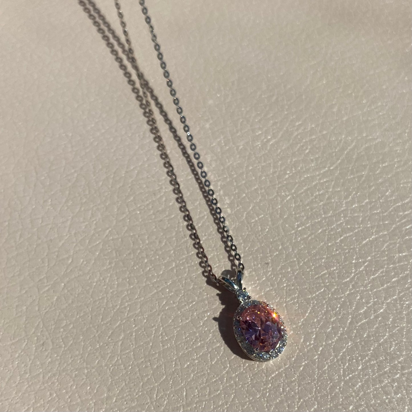 Sterling Silver Oval CZ Necklace